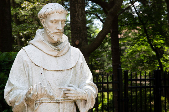A statue of St. Francis of Assisi is seen on the grounds of the Franciscan Monastery of the Holy Land in America in Washington June 27, 2019.